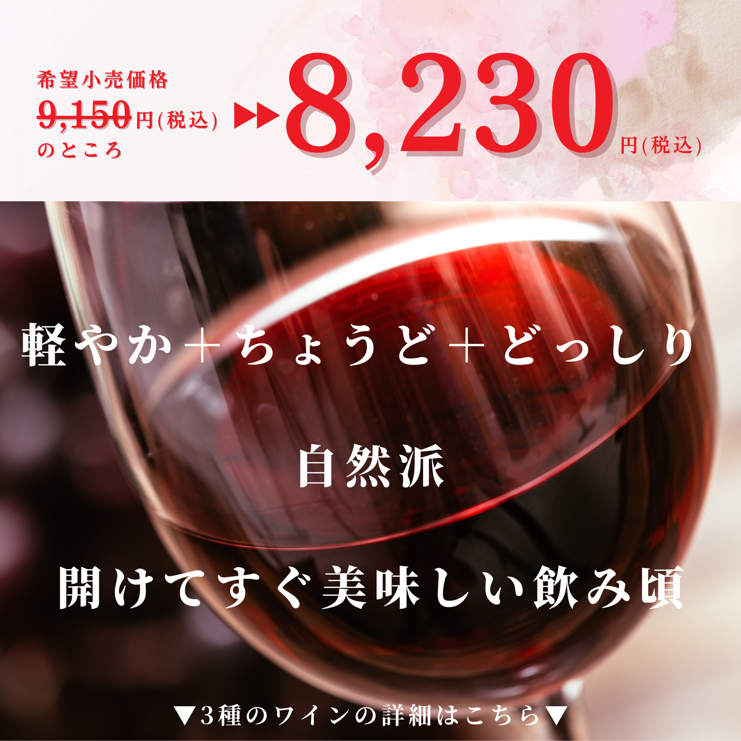 飲むフルコース　赤ワイン３種盛り